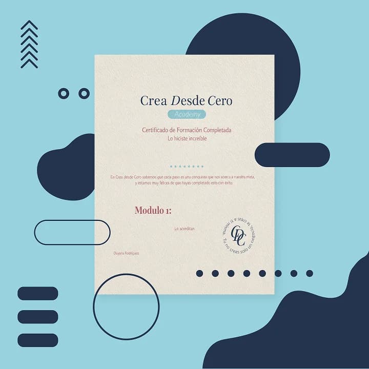 Certificado de formación de Crea desde Cero Academy