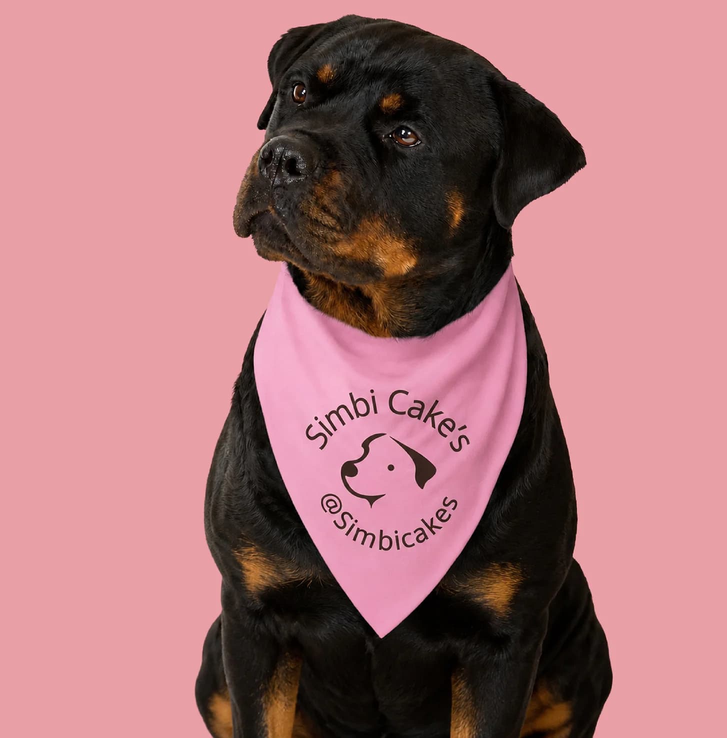 Perro con pañuelo rosa de Simbi Cakes